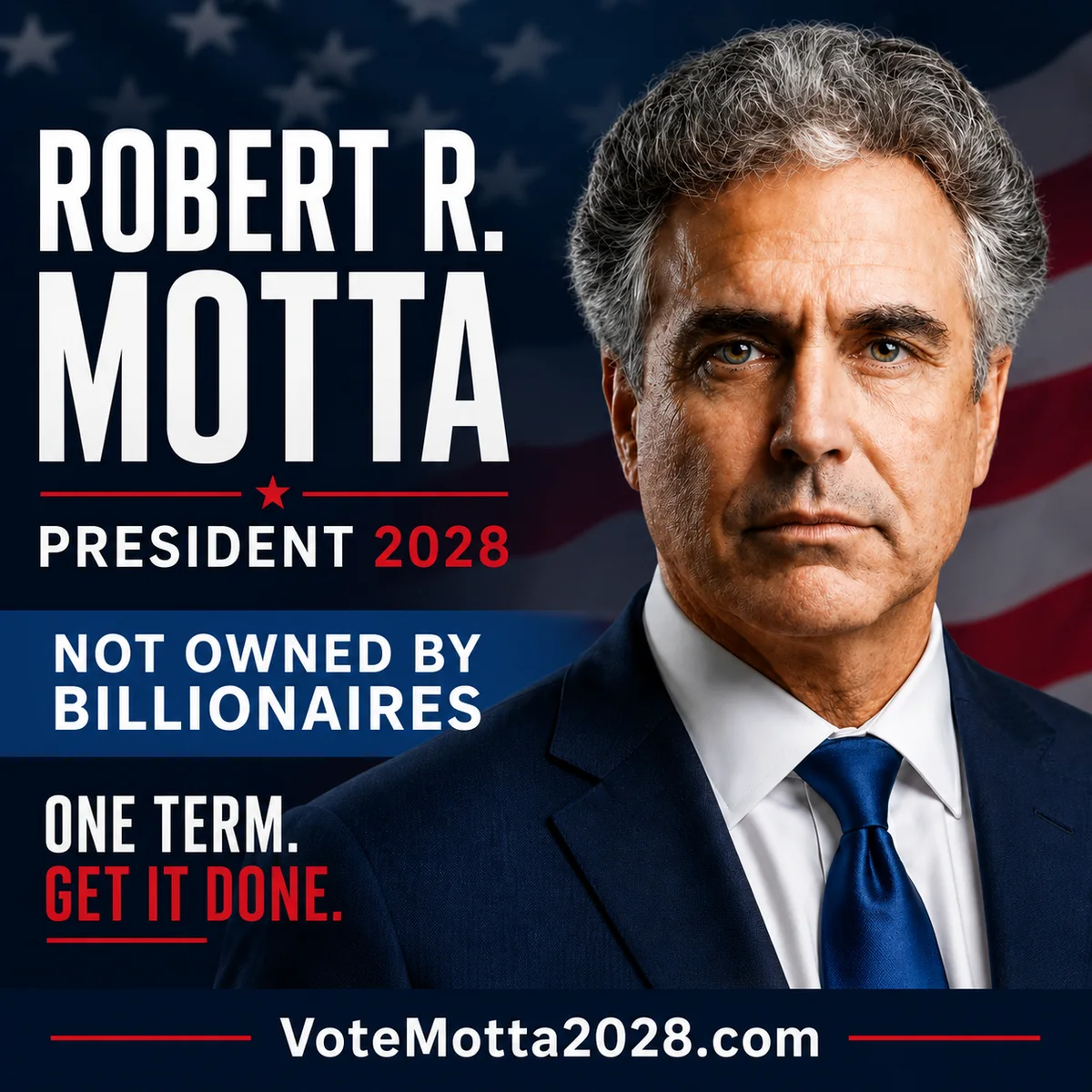 Robert R. Motta 2028 campaign artwork