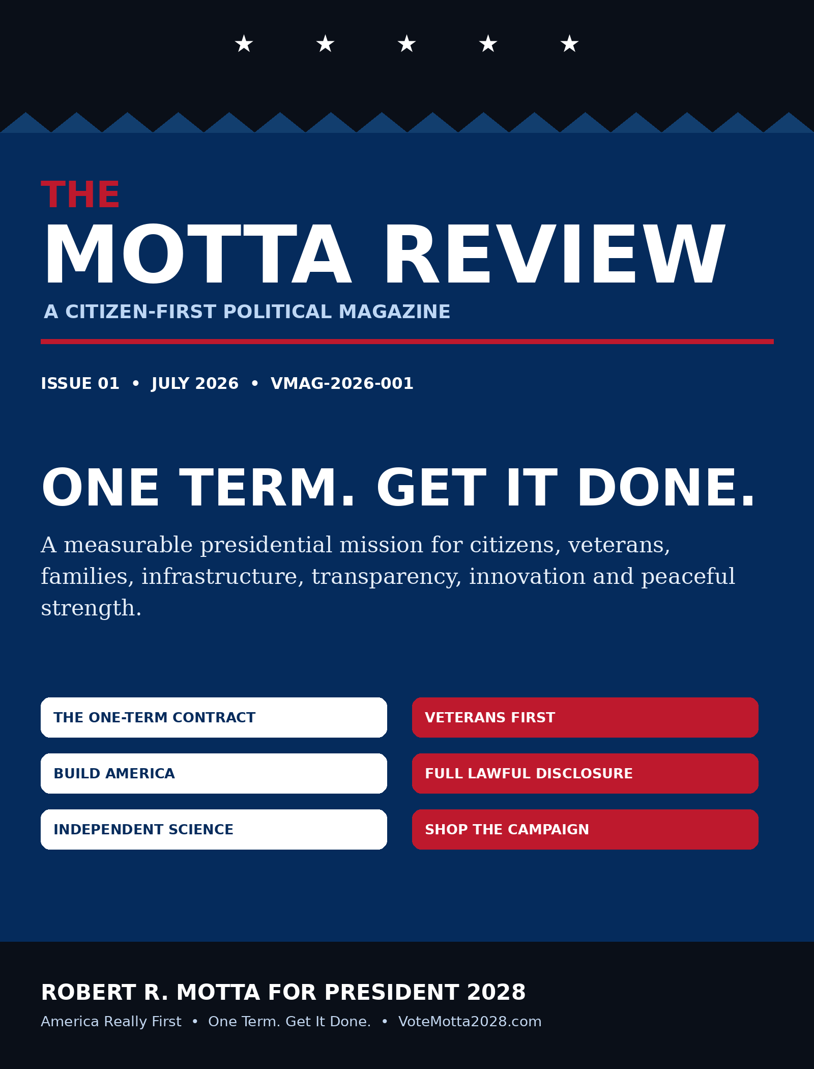 The Motta Review Issue 1 cover: One Term, Get It Done